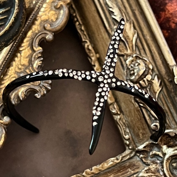 ALEXIS BITTAR • Minimalist Black Spear Cuff Cross Spike Bracelet - Picture 4 of 4